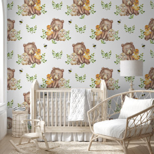 Woodland Animals Bear Duck Bunny Baby Kinderzimmer Tapete