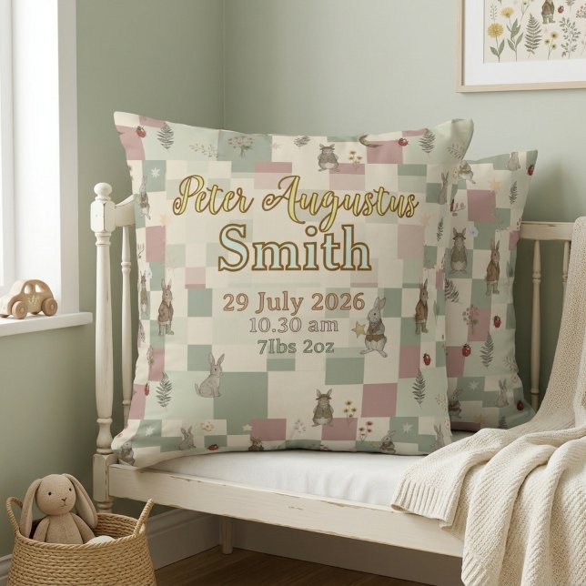 Woodland Animals Birth Stats Keepsake | Patchwork  Kissen (Von Creator hochgeladen)