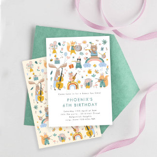 Woodland Animals Birthday, Forest Animals Party Einladung