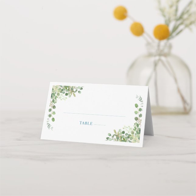 Woodland Animals Blue Truck Baby Dusche Platzkarte (Vorderseite)