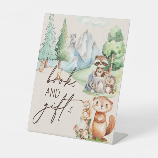 Woodland Animals Boho Kinderdusche Bücher Geschenk Sockelschild (Vorderseite)