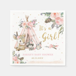 Woodland Animals Boho Tribal Girl Baby Dusche Serviette