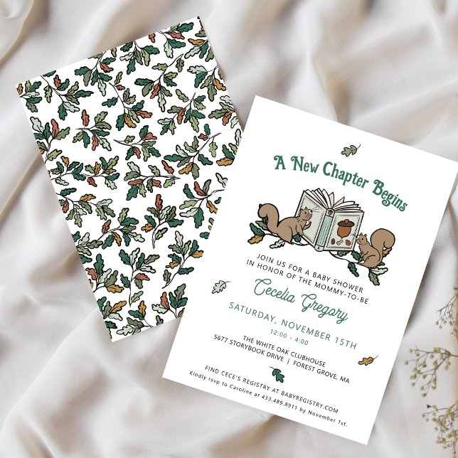 Woodland Animals Book Themed Baby Dusche Einladung (One of a kind woodland baby shower invitations - original artwork by Tiffany Duffy)