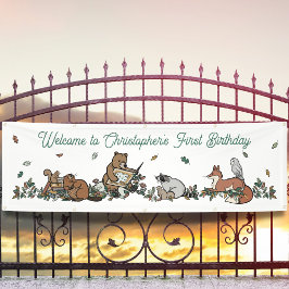 Woodland Animals Book Themed Boys Geburtstag Willk Banner