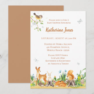 Woodland Animals Boy Baby Dusche Einladung