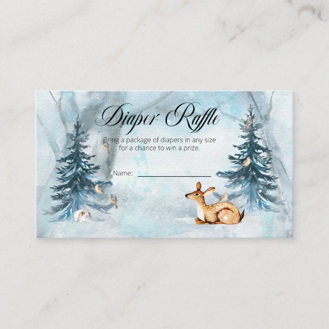 Woodland Animals Boy Baby Duwer Windelwanne Raffle Begleitkarte (Vorderseite)