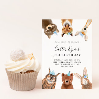 Woodland Animals Boy Birthday Party Einladung