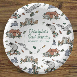 Woodland Animals Boy's Book Thema Geburtstag Pappteller