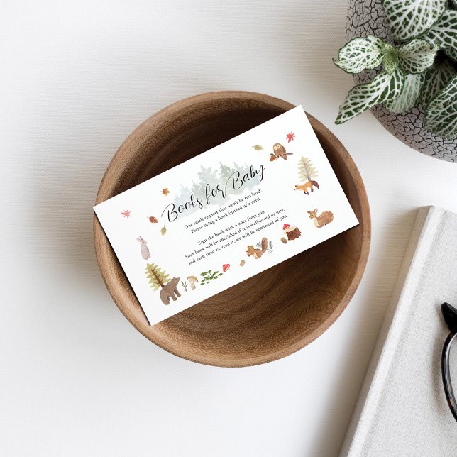 Woodland Animals buchen Kinderdusche anfordern Begleitkarte (Woodland Animals Book Request for Baby Shower Enclosure Card)