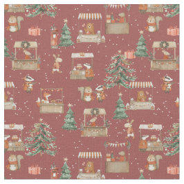 Woodland animals celebrating Xmas - amber Stoff