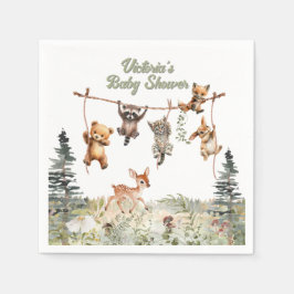 Woodland Animals Clothesline Forest Baby Dusche Serviette