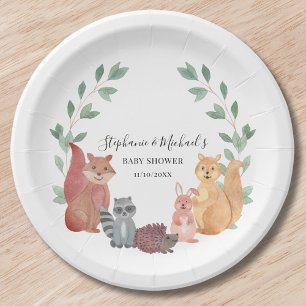 Woodland Animals Couple's Baby Shower Pappteller