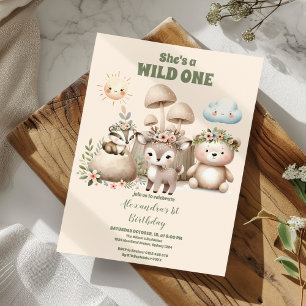Woodland Animals Er ist ein wilder 1. Geburtstag Einladung