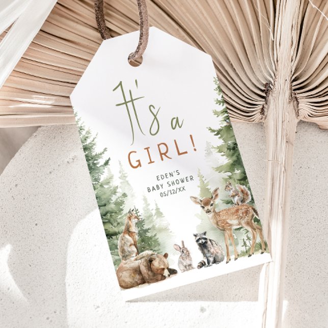 Woodland Animals Es ist eine Girl Baby Dusche Viel Geschenkanhänger (Von Creator hochgeladen)