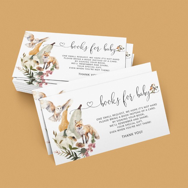 Woodland Animals Fall Baby Shower Books anfordern Begleitkarte (Von Creator hochgeladen)