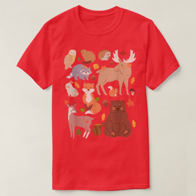 Woodland Animals Fo Bear Moose Wildlife Cute Anima T-Shirt (Design vorne)