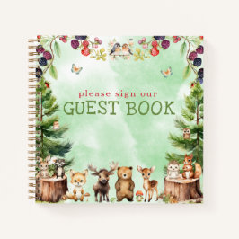 Woodland Animals Forest Baby Shooting Gästebuch Notizbuch