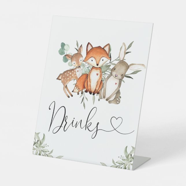 Woodland Animals Forest Baby Shower Drinks Sockelschild (Vorderseite)