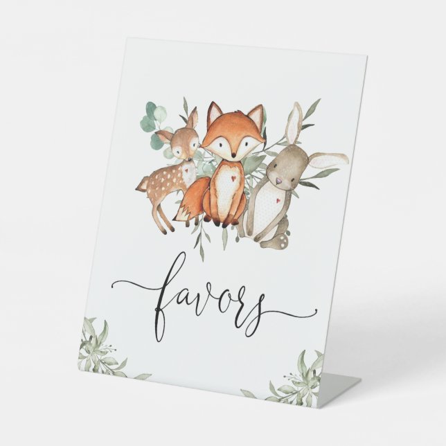Woodland Animals Forest Baby Shower Favoriten Sockelschild (Vorderseite)