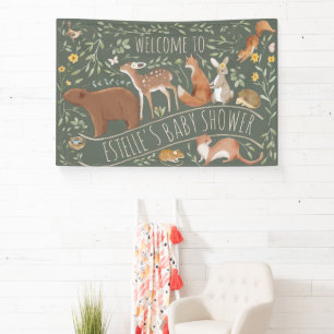 Woodland Animals Forest Friends Kinderdusche Banner