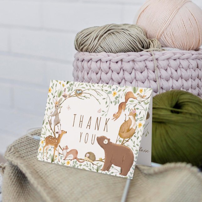 Woodland Animals Forest Friends Kinderdusche Dankeskarte (Von Creator hochgeladen)