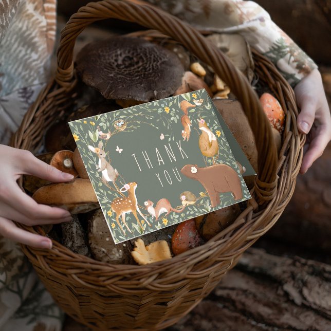 Woodland Animals Forest Friends Kinderdusche Dankeskarte (Von Creator hochgeladen)