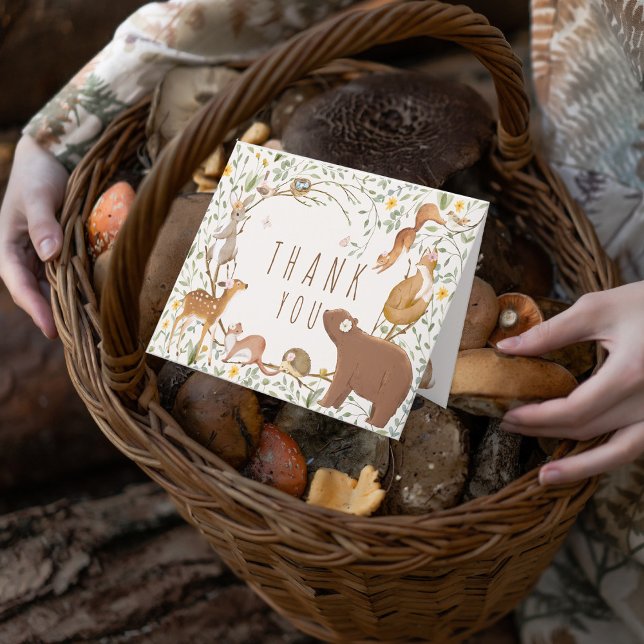 Woodland Animals Forest Friends Kinderdusche Dankeskarte (Von Creator hochgeladen)