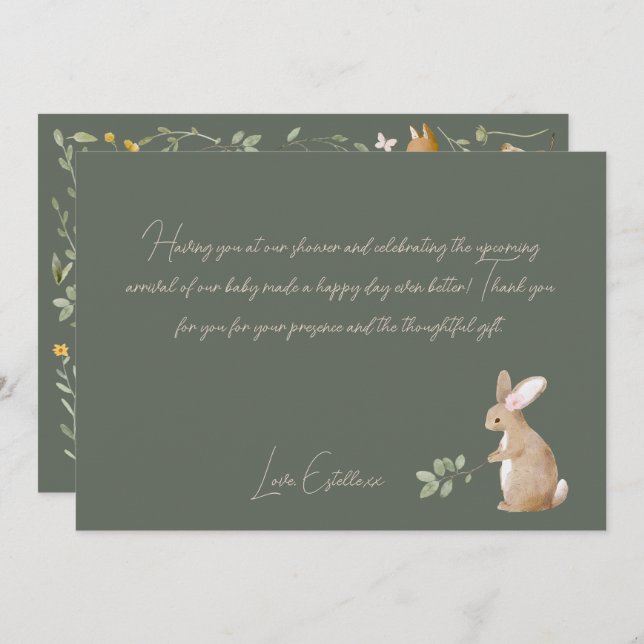 Woodland Animals Forest Friends Kinderdusche Dankeskarte (Vorne/Hinten)