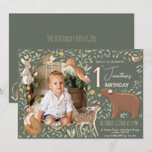 Woodland Animals Forest Friends Kinderdusche Einladung