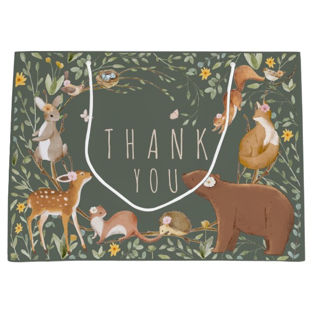 Woodland Animals Forest Friends Kinderdusche Große Geschenktüte (Vorderseite)