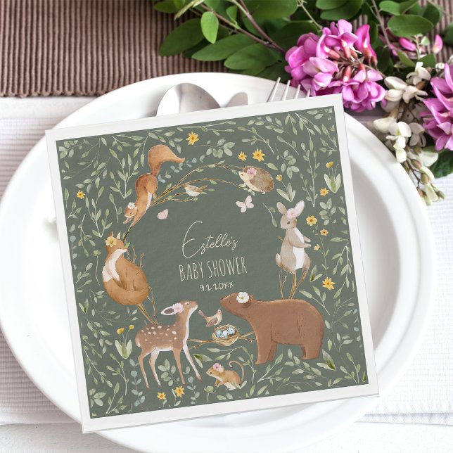 Woodland Animals Forest Friends Kinderdusche Serviette (Von Creator hochgeladen)