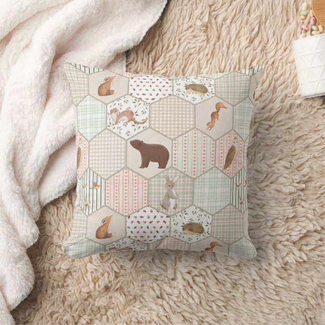 Woodland Animals Forest Patchwork Kinderduschgesch Kissen (Decke)