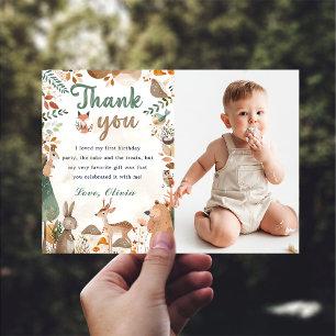 Woodland Animals Geburtstag Foto Danke Karte