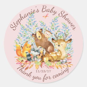 Woodland Animals Girls Baby Shocker Gefallen Stick Runder Aufkleber