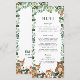 Woodland Animals Greenerity Baby Shower Party Menü Programm
