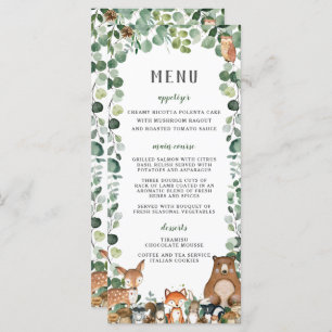 Woodland Animals Greenerity Baby Shower Party Menü Programm