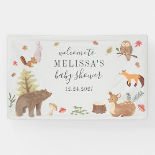 Woodland Animals Greenery Baby Dusche Willkommen Banner