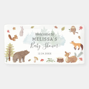 Woodland Animals Greenery Baby Dusche Willkommen Banner