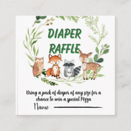 Woodland animals greenery diaper raffle begleitkarte