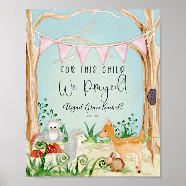 Woodland Animals Hirsche Igel Owl Baby Girl Poster (Vorne)