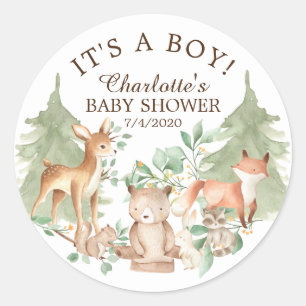 Woodland Animals Kinderdusche Danke für Ihre Unter Runder Aufkleber