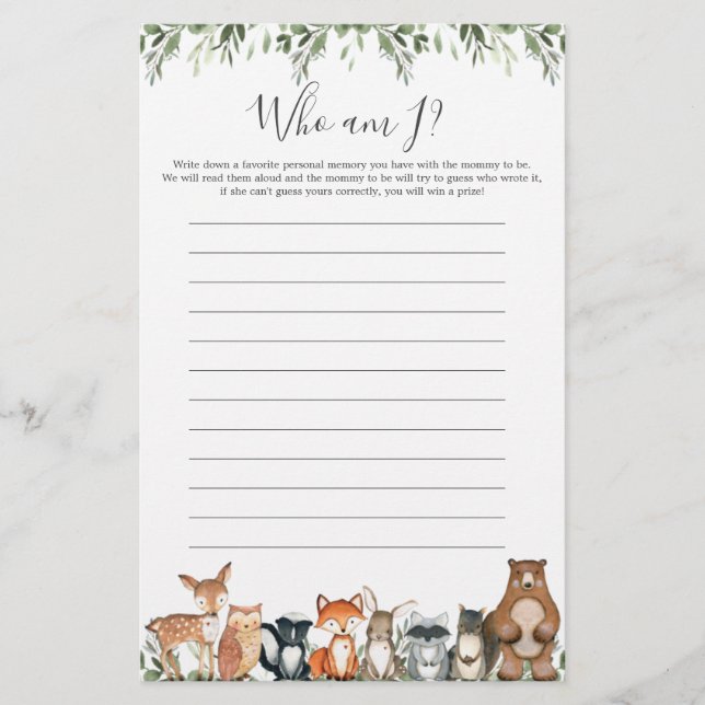 Woodland Animals Kinderdusche, die ich spiele (Vorderseite)