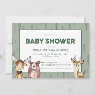 Woodland Animals Kinderdusche Einladung