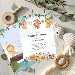 Woodland Animals Kinderdusche Einladung
