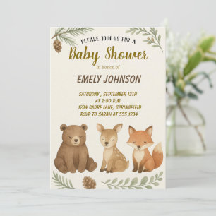 Woodland Animals Kinderdusche Einladung