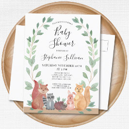 Woodland Animals Kinderdusche Einladung Postkarte