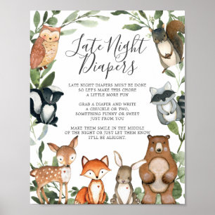 Woodland Animals Kinderdusche Spätnachtsspalter Poster