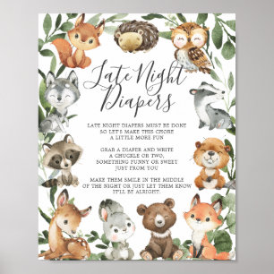 Woodland Animals Kinderdusche Spätnachtsspalter Poster