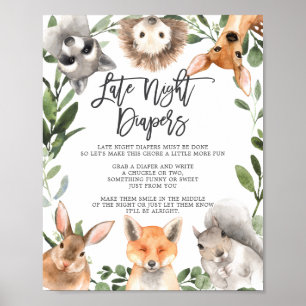 Woodland Animals Kinderdusche Spätnachtsspalter Poster