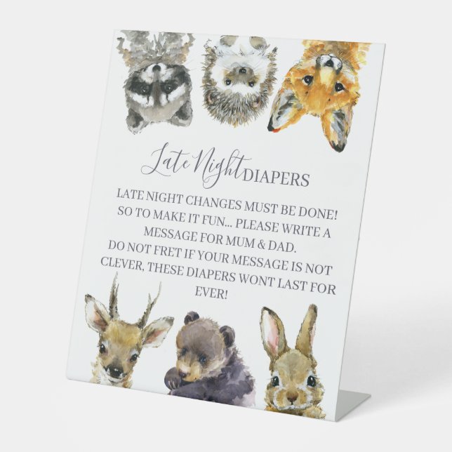 Woodland Animals Kinderdusche Spätnachtsspalter Sockelschild (Vorderseite)